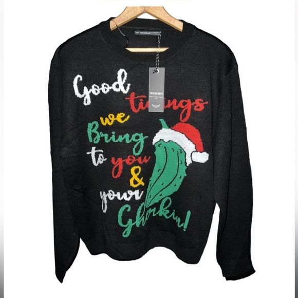 Threadbare Plus Christmas Gherkin Women's Crew-Neck Knit
Sweater In Black 12US - Picture 5 of 15